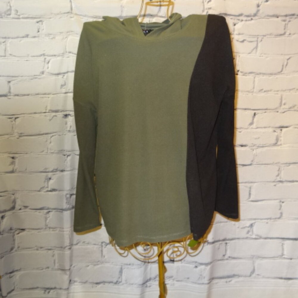 ISCA Green & Black Super Soft Hooded Tunic, NWOT